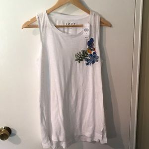 NWT LOFT Sleeveless shirt with Embroidery